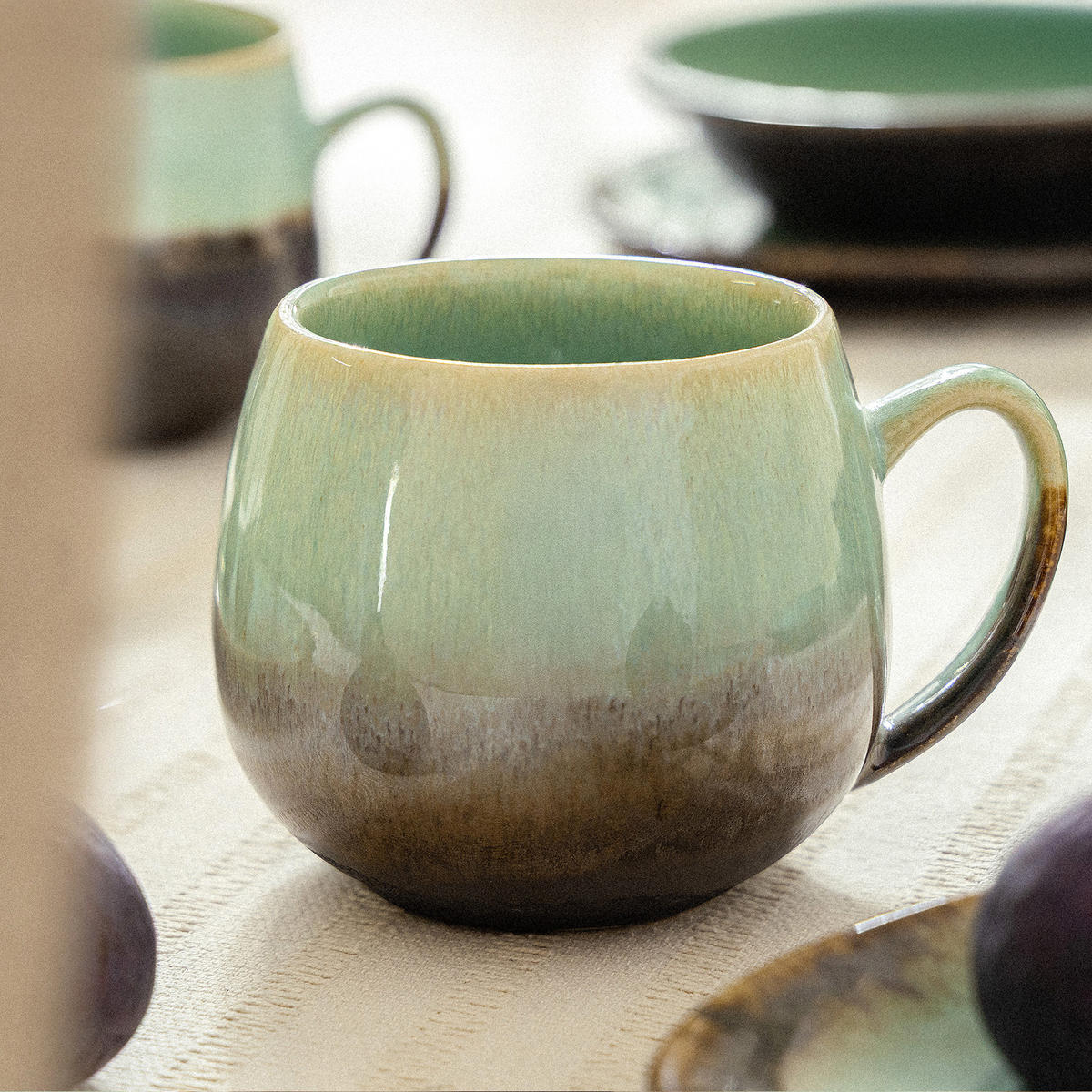 TASSE PRIMA 6-tlg, Salbeigrün - Salbeigrün, Keramik (13/9/10cm) - KONSIMO®
