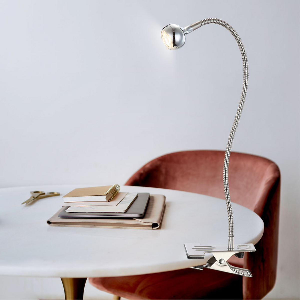 LED KLEMMLEUCHTE Serpent Silber Chrom - Silberfarben, Metall (43/43/48cm) - Globo Lighting