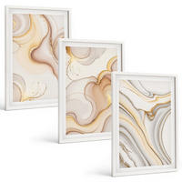BILDER SET 3er Set - 40x60 cm Weißer Rahmen - Lineare abstrakte Motive - Weiß, Kunststoff (40/60cm) - TULUP