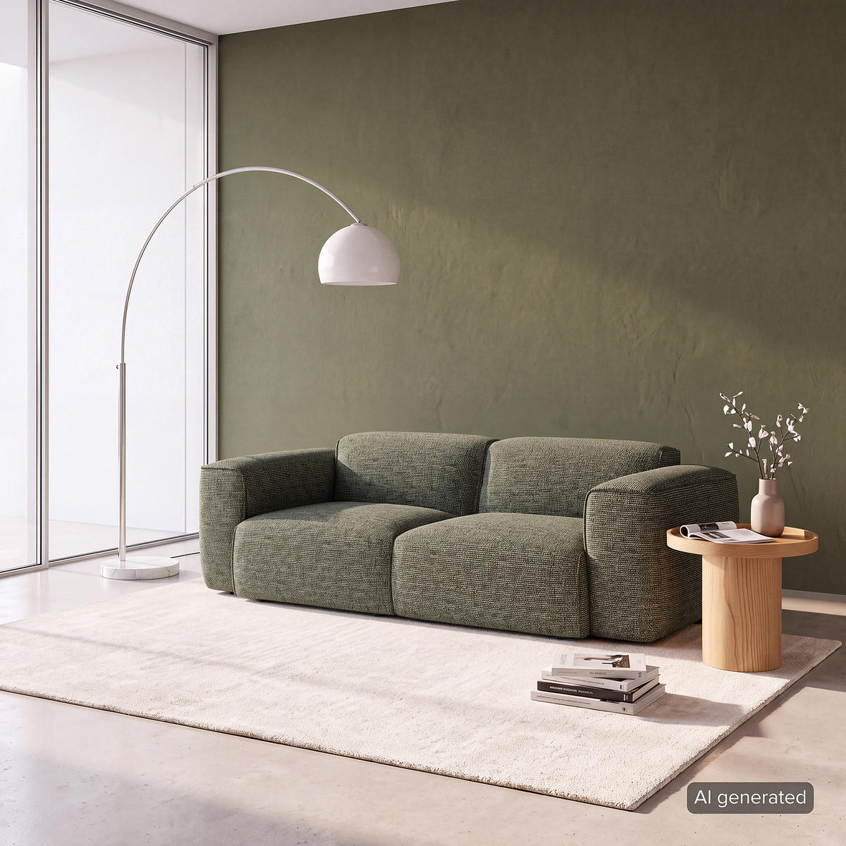 2-SITZER SOFA - Schwarz/Grün, Kunststoff/Textil (220/71/102cm) - home24