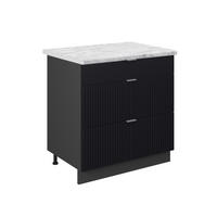 KÜCHENUNTERSCHRANK Fame-Line, Schwarz gestreift, 80 cm mit 3 Schubladen, AP Marmor - Anthrazit/Schwarz, Holzwerkstoff (80/82/60cm) - Vicco