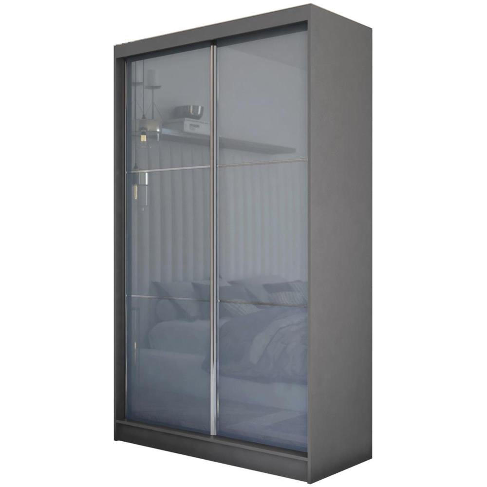 Beautysofa SKŘÍŇ s posuvnými dveřmi Viva 150/216/61 grafit s Lacobel sklem