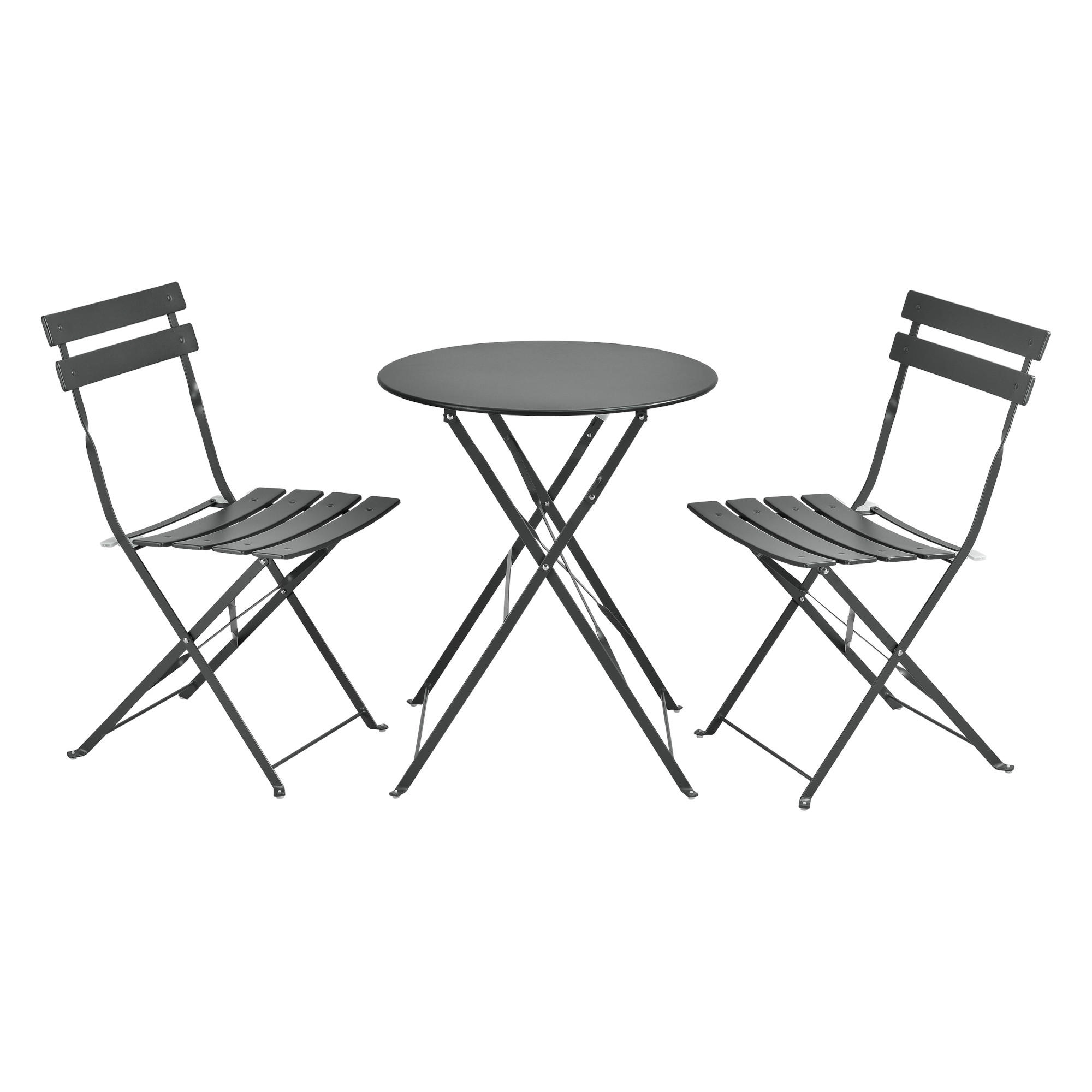 BALKON-SET 3 TLG. Caprile - Dunkelgrau, Metall - [en.casa]