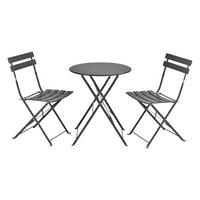 BALKON-SET 3 TLG. Caprile - Dunkelgrau, Metall - [en.casa]