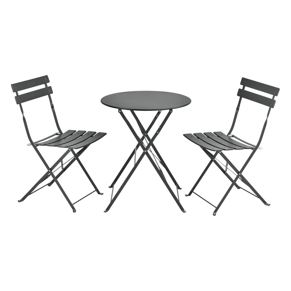 BALKON-SET 3 TLG. Caprile - Dunkelgrau, Metall - [en.casa]