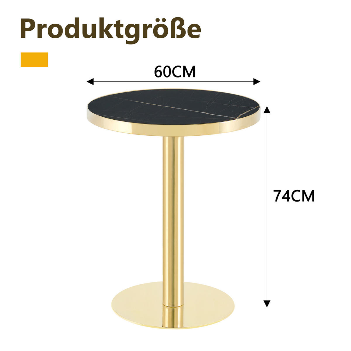 BEISTELLTISCH Schwarz/Gold, 59,5/59,5/73,5 cm - Schwarz, Holzwerkstoff (59.5/59.5/73.5cm) - PANGIVO