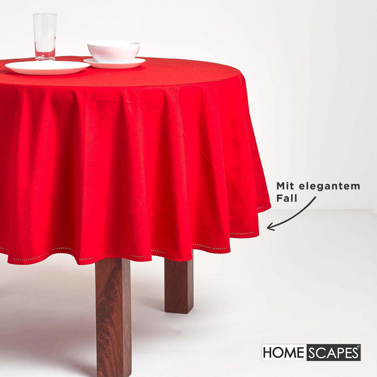 TISCHDECKE rot rund 178 cm, 100% Baumwolle - Rot, Textil (178/178cm) - Homescapes