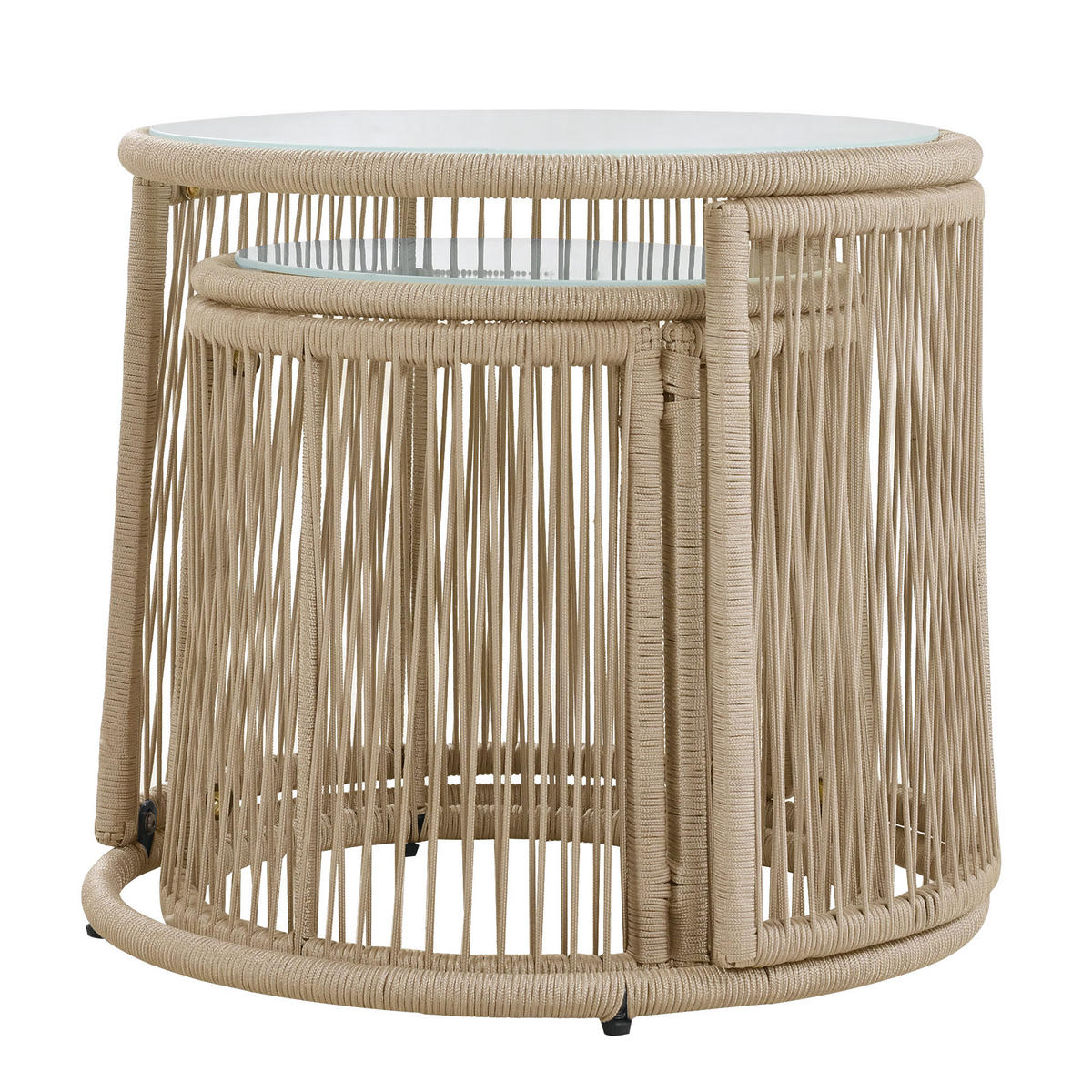 LOUNGESET 6-tlg. Beige 2 Sessel 2 Sofas 2 Tische - Beige, Metall - FLIEKS