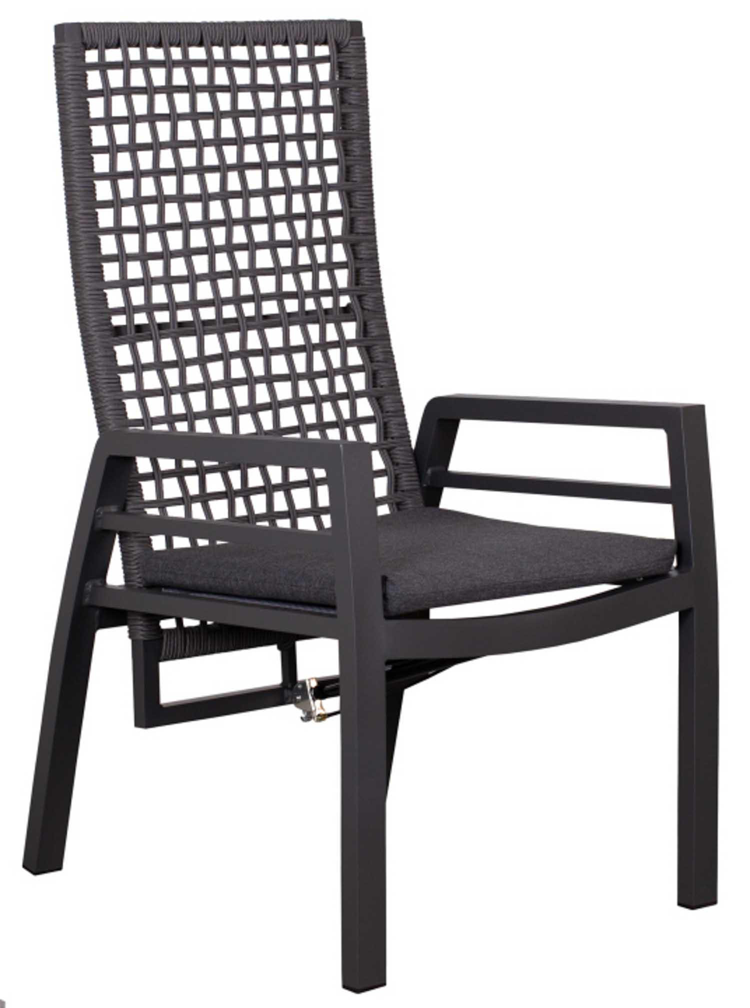 RELAXSESSEL Lucena Alu/Textilene inkl. Sitzkissen anthrazit - Grau, Metall (78/122/62cm) - Mr. Deko