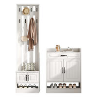 GARDEROBEN-SET in Weiß mit Schuhbank und Schublade für Eingangsbereich und Flur, B125/T36/H190 cm - Weiß, Holzwerkstoff (125/190/36cm) - STILVORA