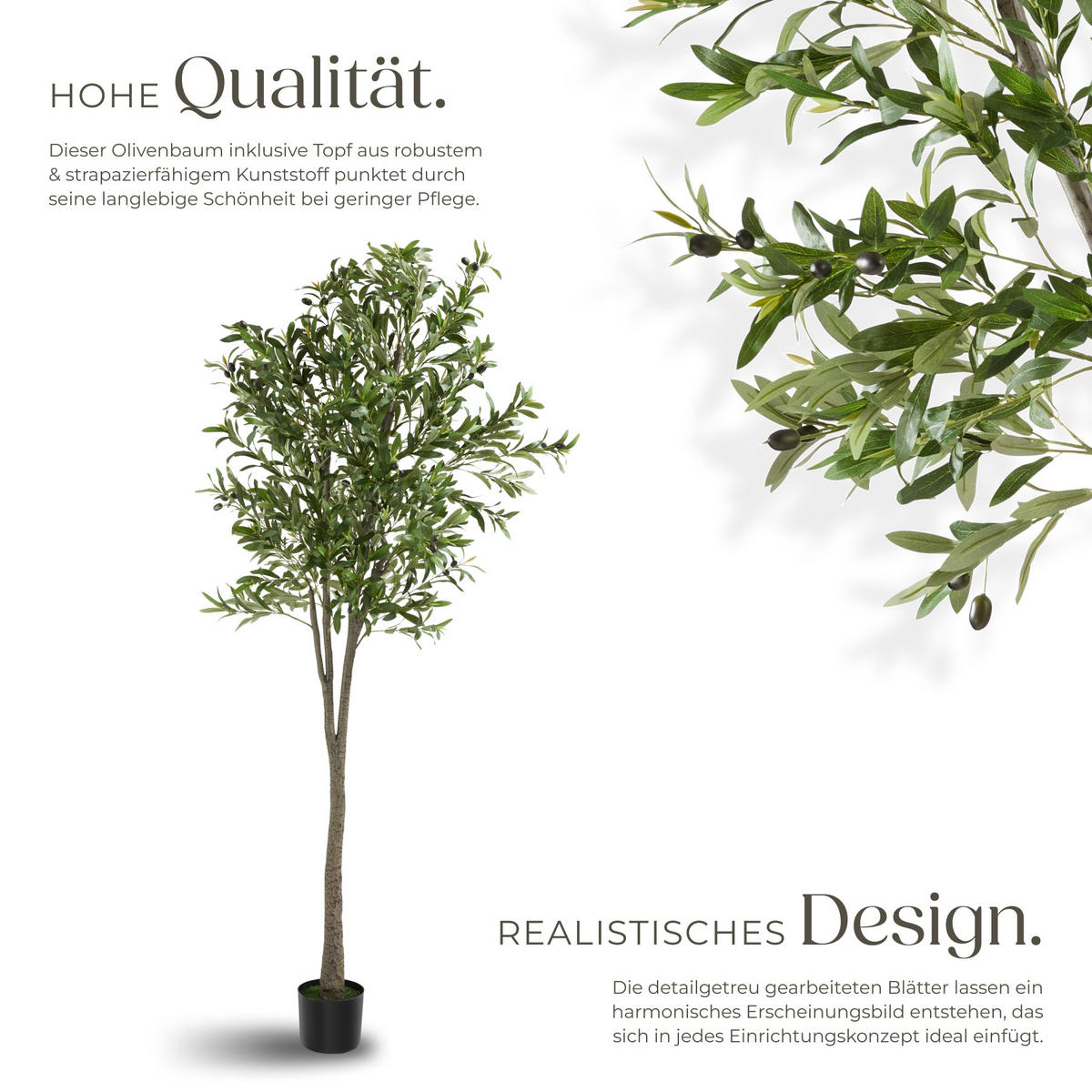 KÜNSTLICHER OLIVENBAUM Oleand, stabiler Kunststoff Blumentopf, grün - Grün, Kunststoff (210cm) - tectake