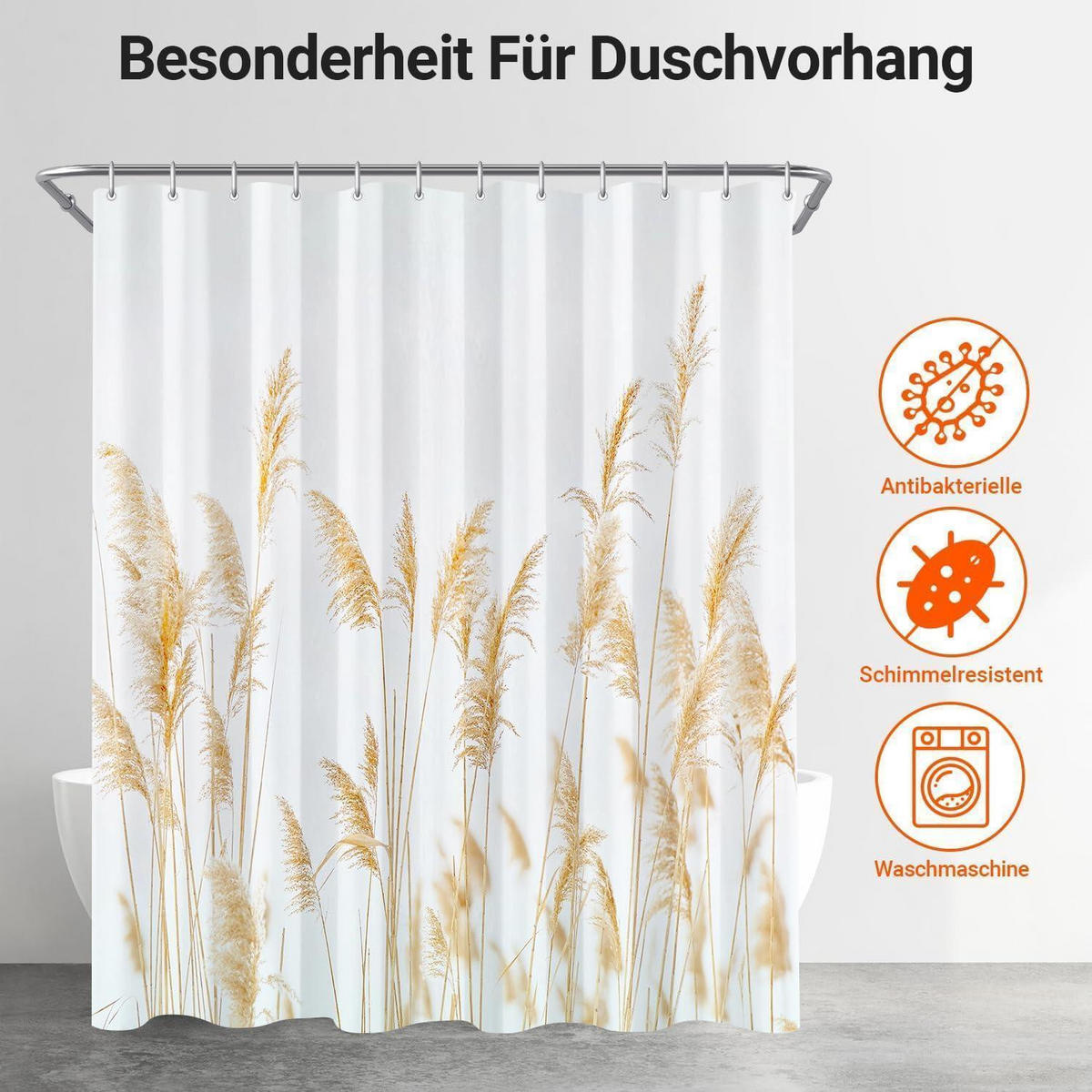 DUSCHVORHANG Gelbe Weizenspitze 180 x 200 cm - Gelb, Textil (180/200cm)