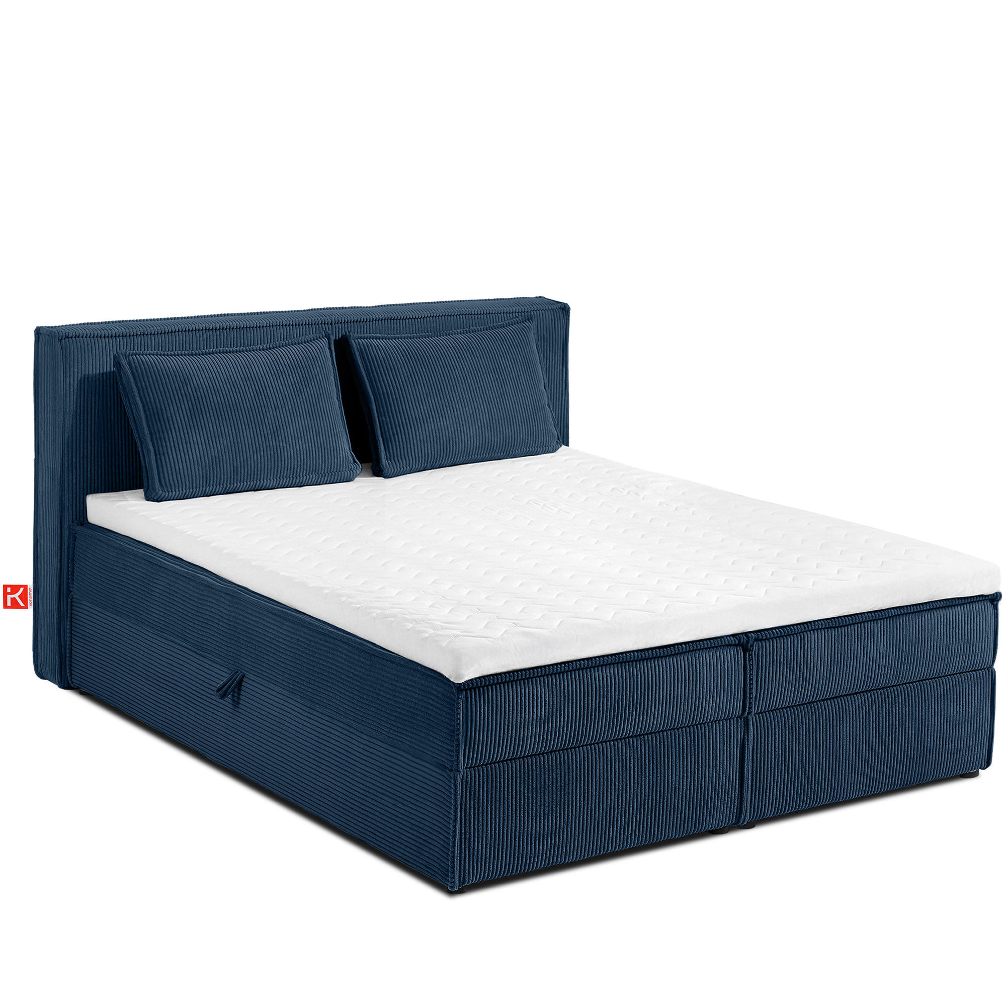 BOXSPRINGBETT ROTI mit Stauraum, marineblau - Schwarz/Dunkelblau, Holz/Holzwerkstoff (140/200cm) - KONSIMO®