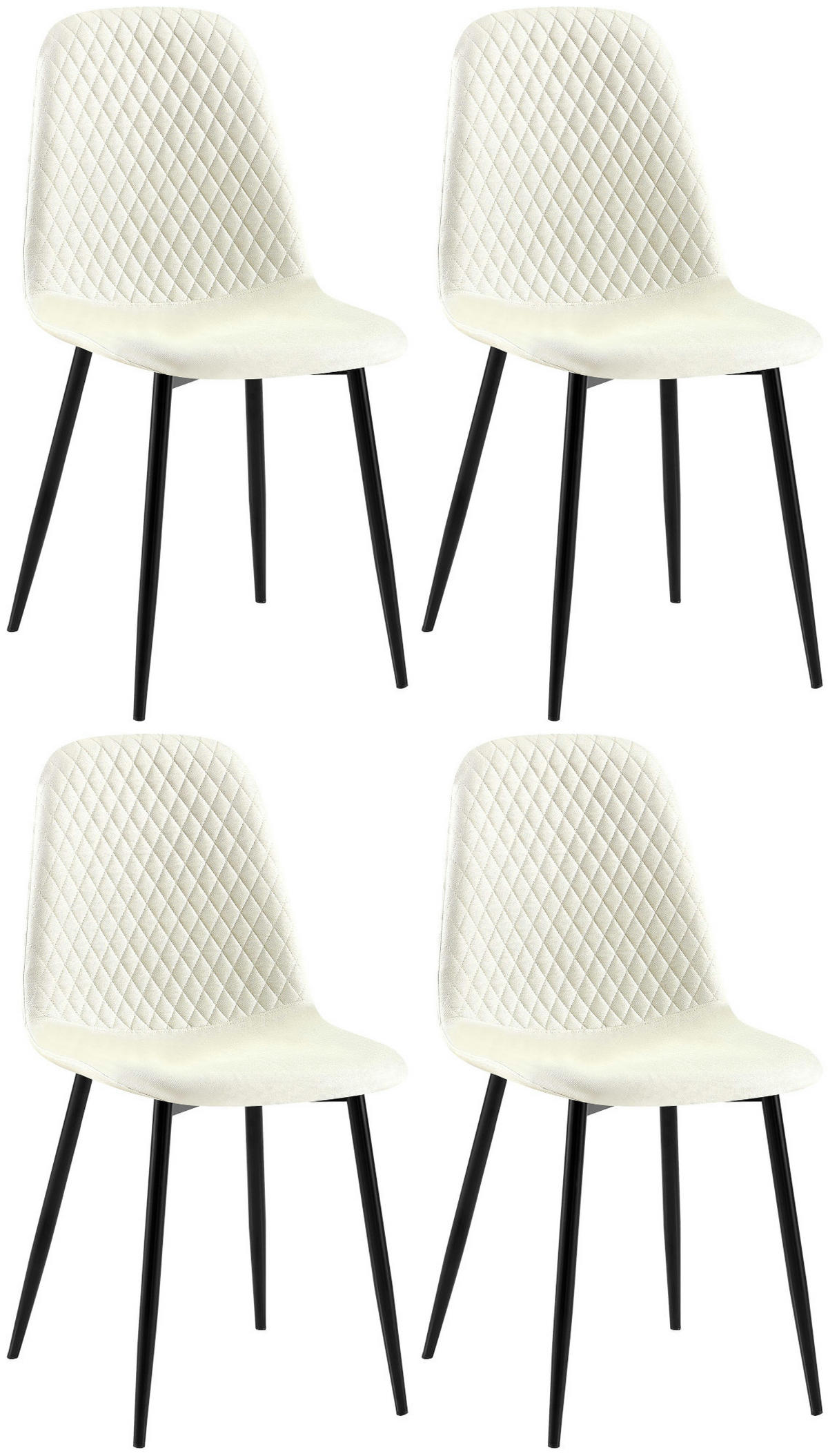 STUHL 4er Set Stoff Creme - Creme/Schwarz, Textil/Metall (44/88/54cm) - CLP