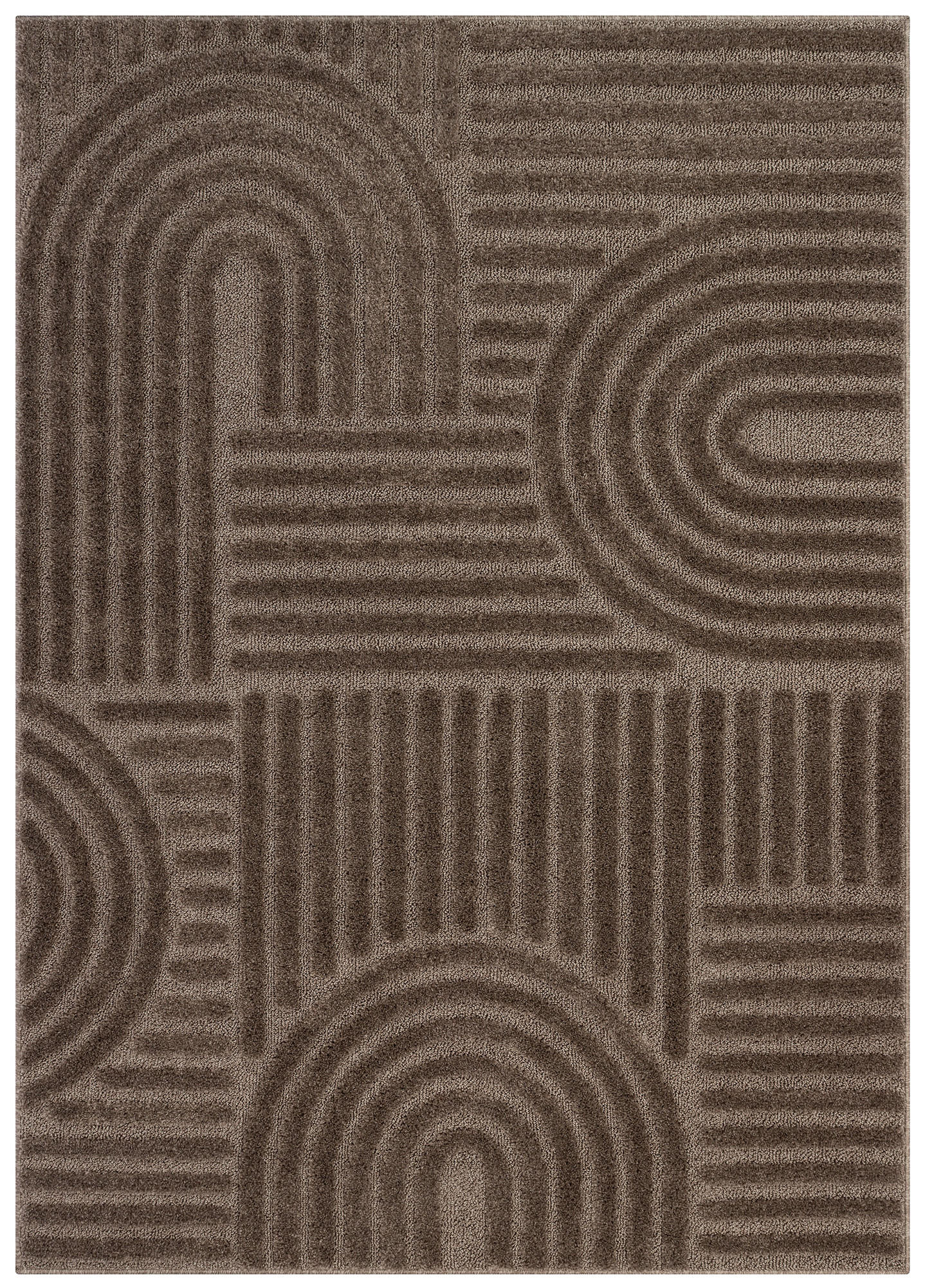 KURZFLORTEPPICH LINEA taupe Patchworkmuster 3D-Struktur 200/300 cm - Taupe, Textil (200/300cm) - Tapiso