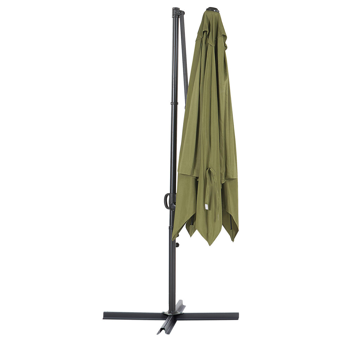 AMPELSCHIRM olivgrün/schwarz 245/245 cm Monza II - Schwarz/Grün, Textil (245/245cm) - Beliani