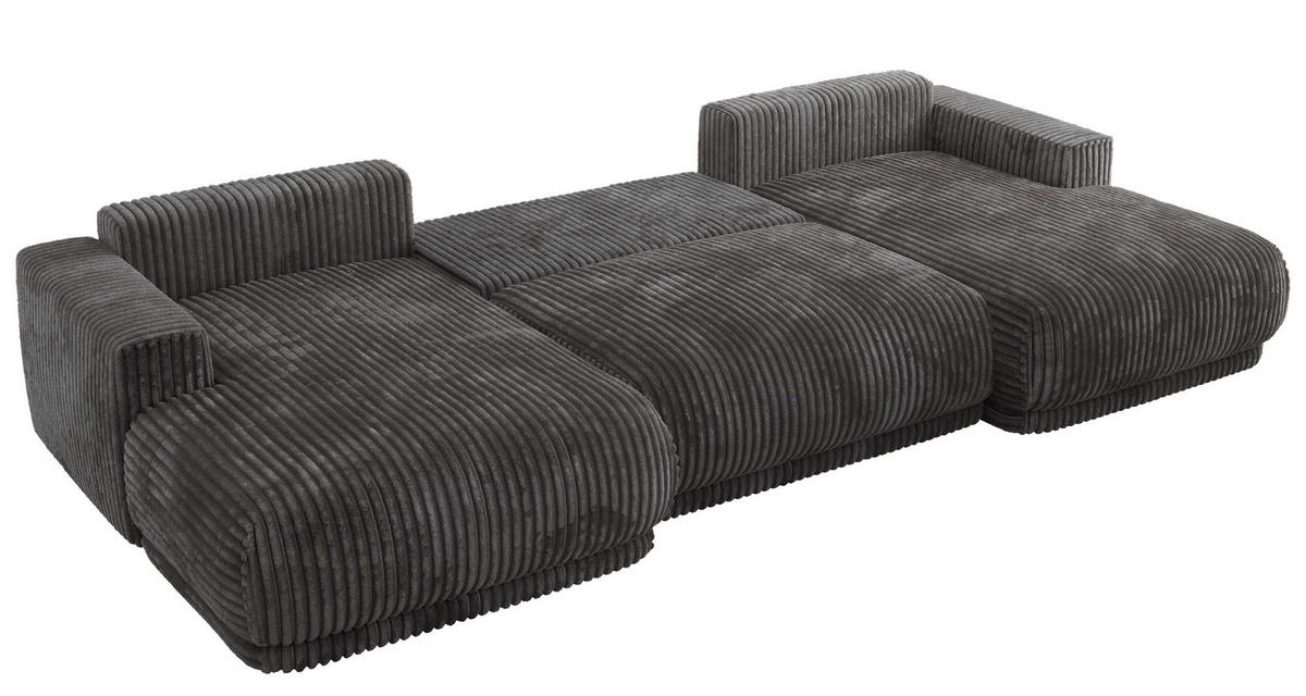 SEDACIA SÚPRAVA RINA U Sivá Menčester - čierna/sivá, textil/plast (360/85/170cm) - MKS