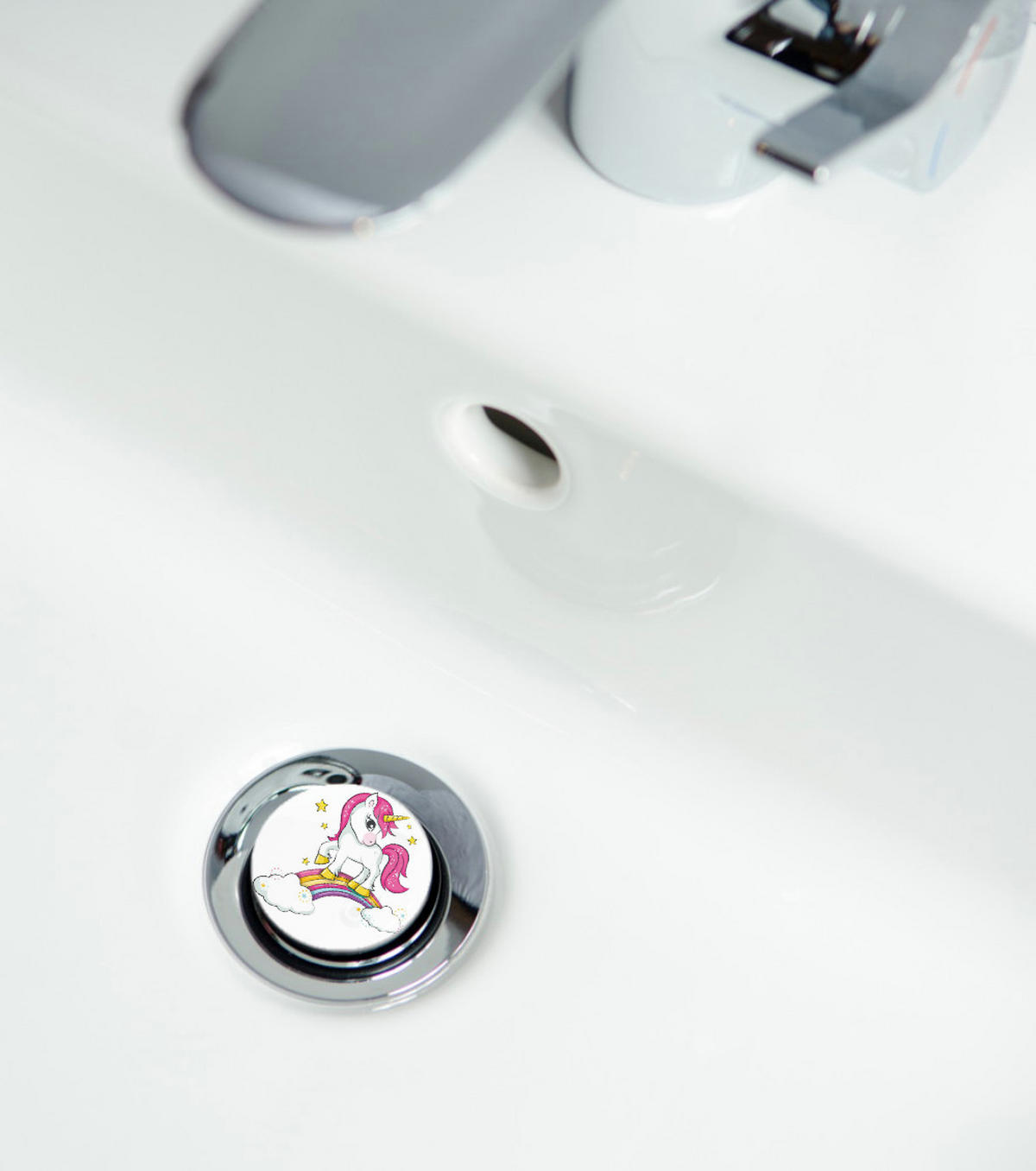 WASCHBECKENSTÖPSEL Einhorn - Pink, Kunststoff/Metall (4/7/7cm) - Sanilo
