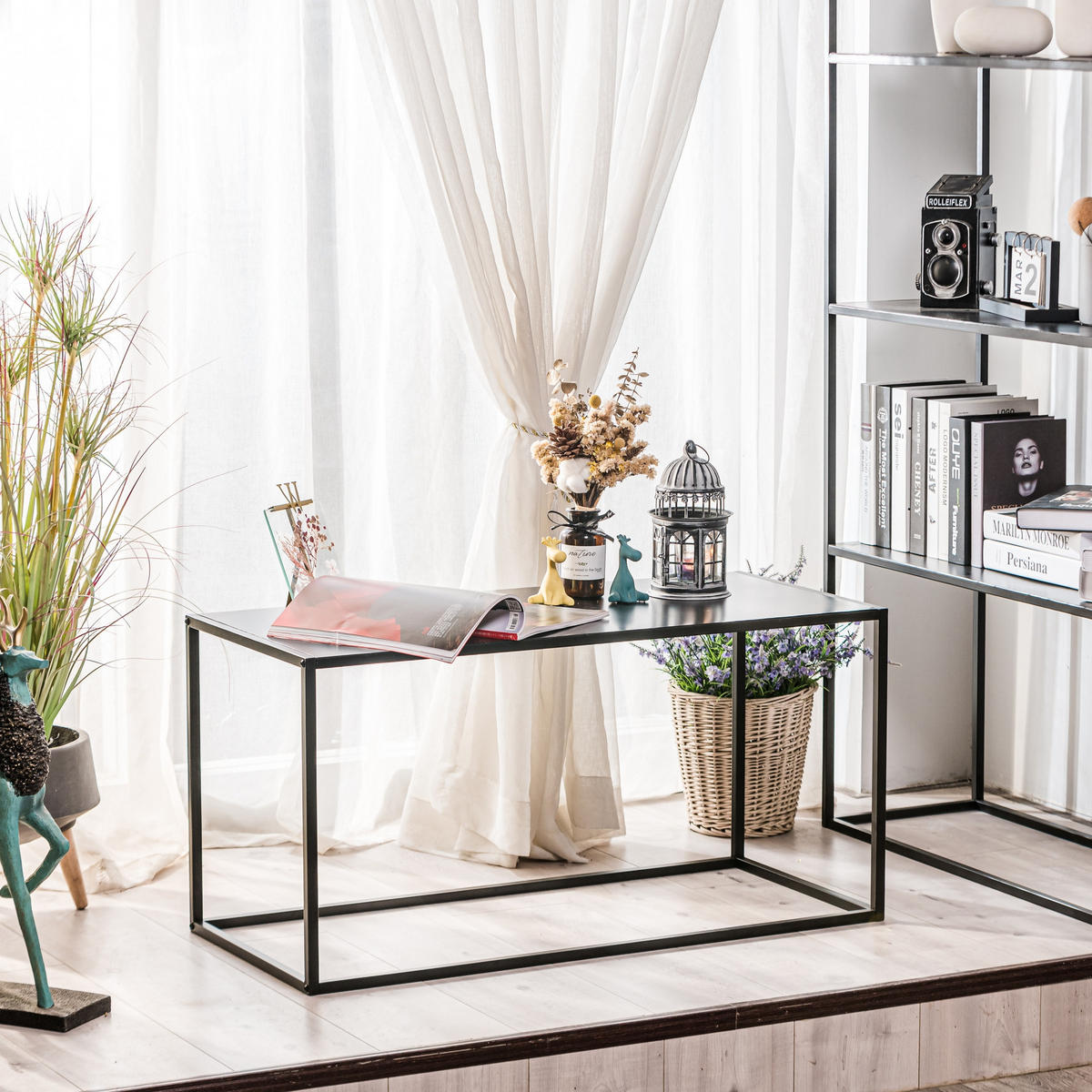 COUCHTISCH Rechteckig Schwarz 90 x 40 x 45 cm - Schwarz, Metall (40/90/45cm) - Nordlys