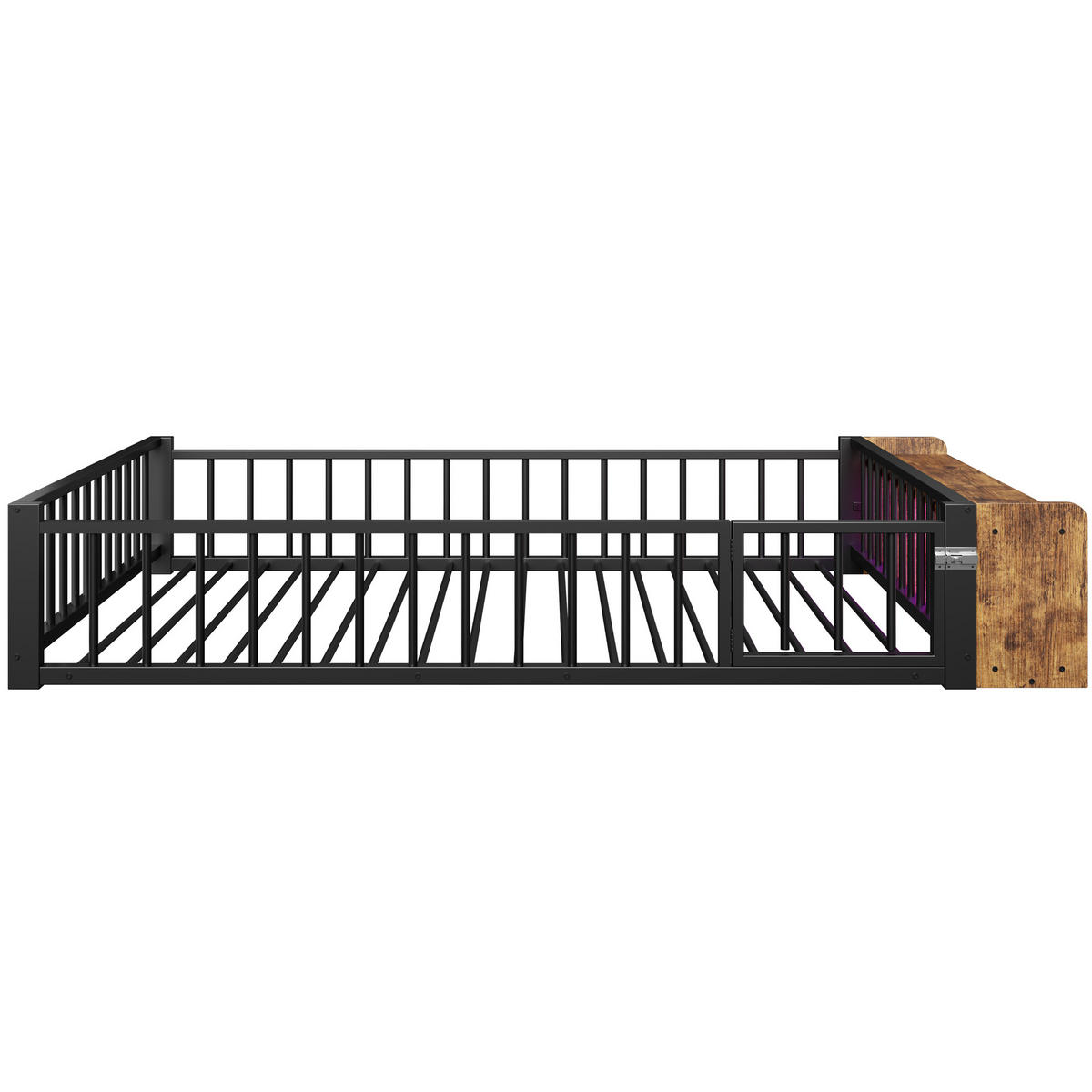 METALLBETT 140/200 cm Schwarz mit Ablagefächern und LED-Streifenleuchten - Schwarz, Metall (140/200cm) - Oxeza