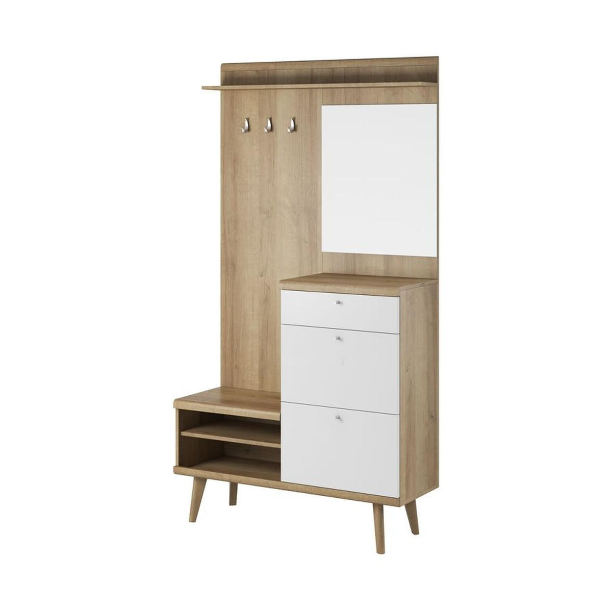 GARDEROBENPANEEL – PG110 – 200 cm – Primo – Weiß / Sonoma Eiche - Weiß, Holzwerkstoff (110/200/34cm) - hi-markt
