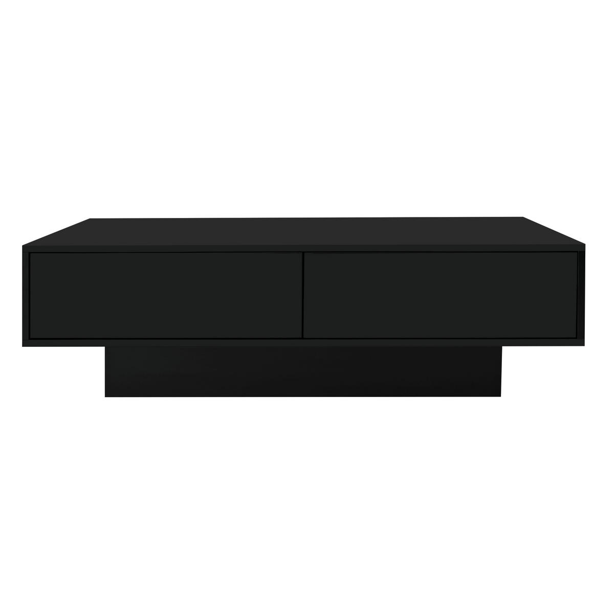 COUCHTISCH Schwarz Hochglanz mit 2 Schubladen und LED-Licht, 115/55/34 cm,Schwarz - Schwarz, Holzwerkstoff (55/115/34cm) - Redom