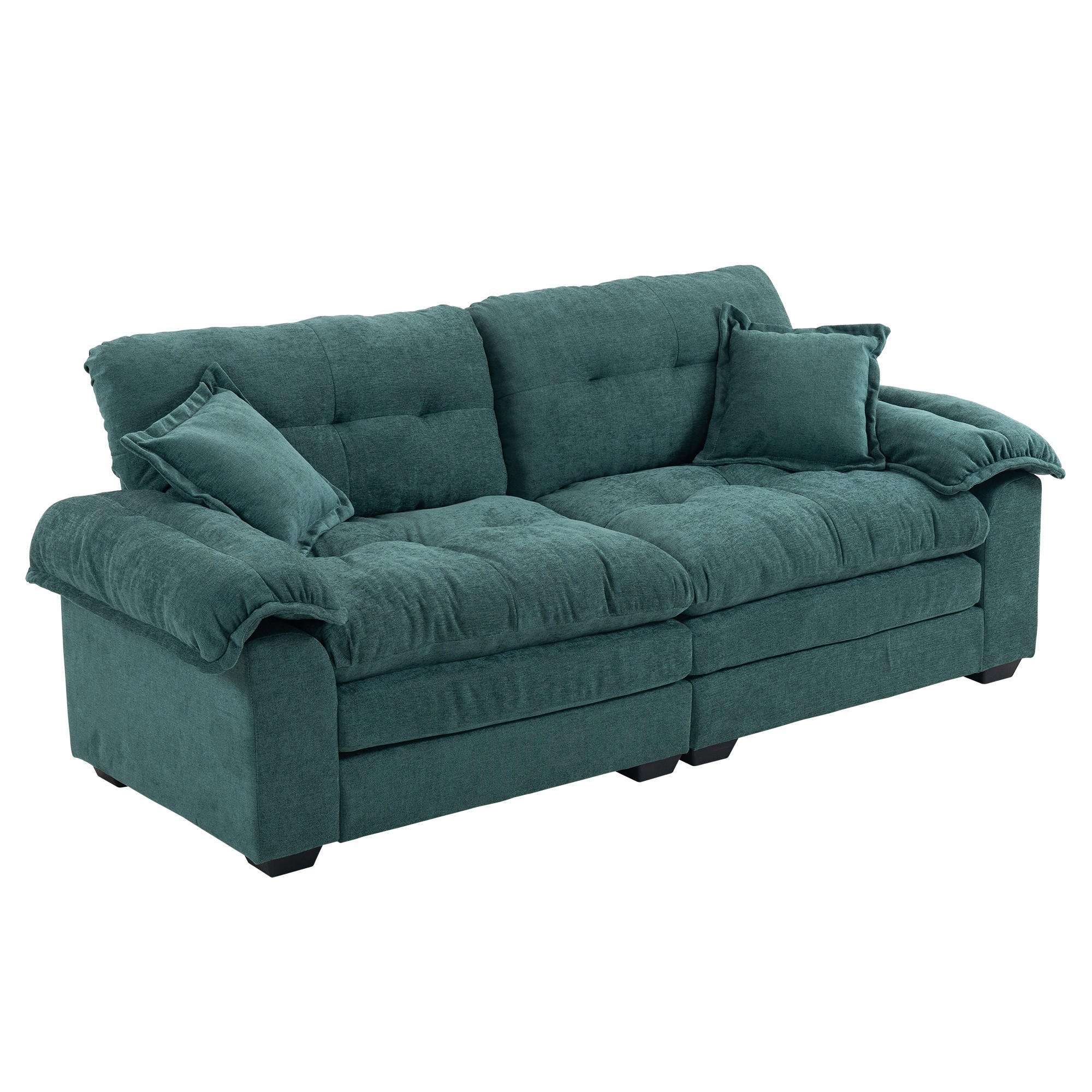 2-SITZER Sofa Chenille mit tiefem Sitz, Doppelschicht-Sitzkissen 213,4/90,1/87,6 cm Grün - Grün, Textil (90.1/87.6/213.4cm) - Redom