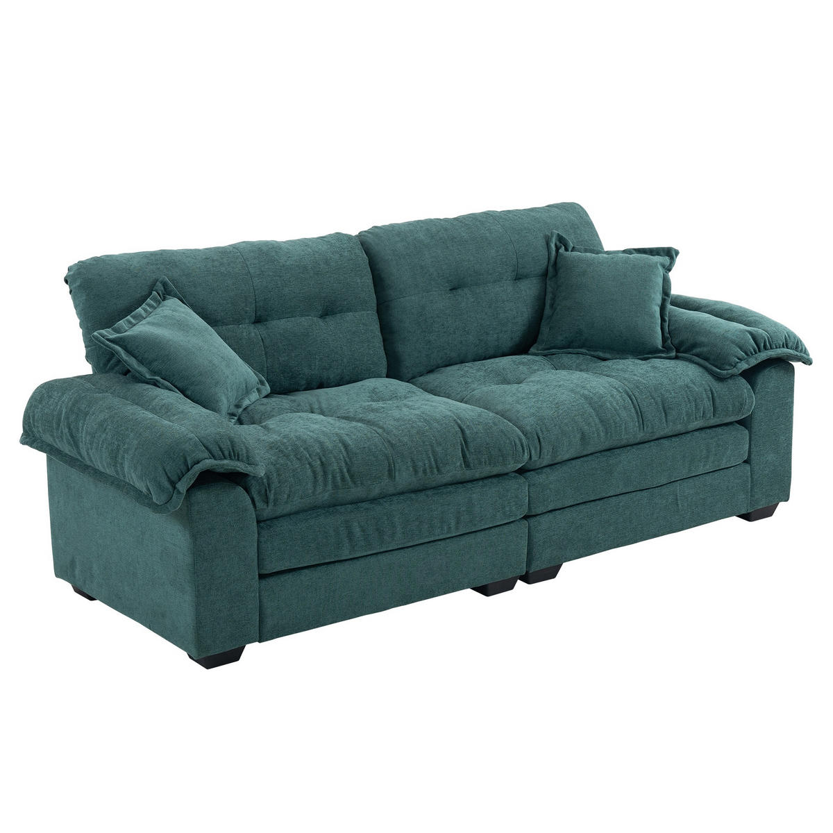 2-SITZER Sofa Chenille mit tiefem Sitz, Doppelschicht-Sitzkissen 213,4/90,1/87,6 cm Grün - Grün, Textil (90.1/87.6/213.4cm) - Redom