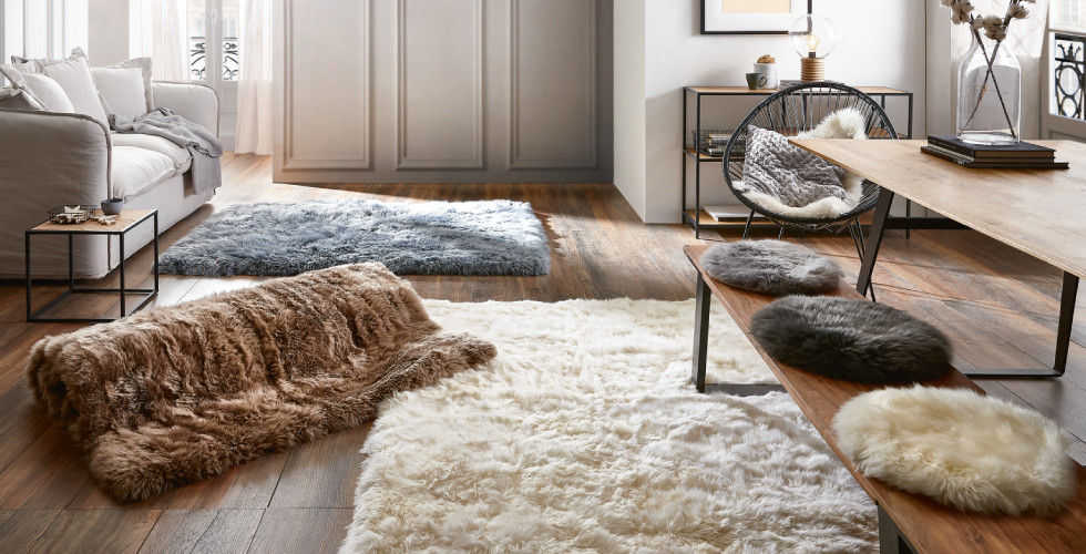 Für alle Felle Felle Kunstfell Tierfell Braun Weiß Wohnzimmer Esszimmer Herbst Winter