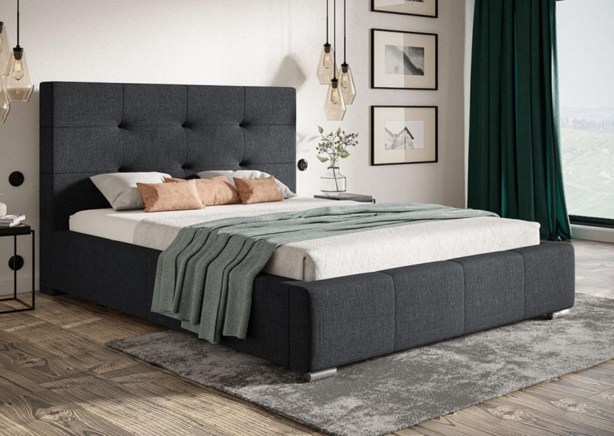 BETT Schwarz BEN 5 160x200 cm - Schwarz, Textil (160/200cm) - Sepro Meble