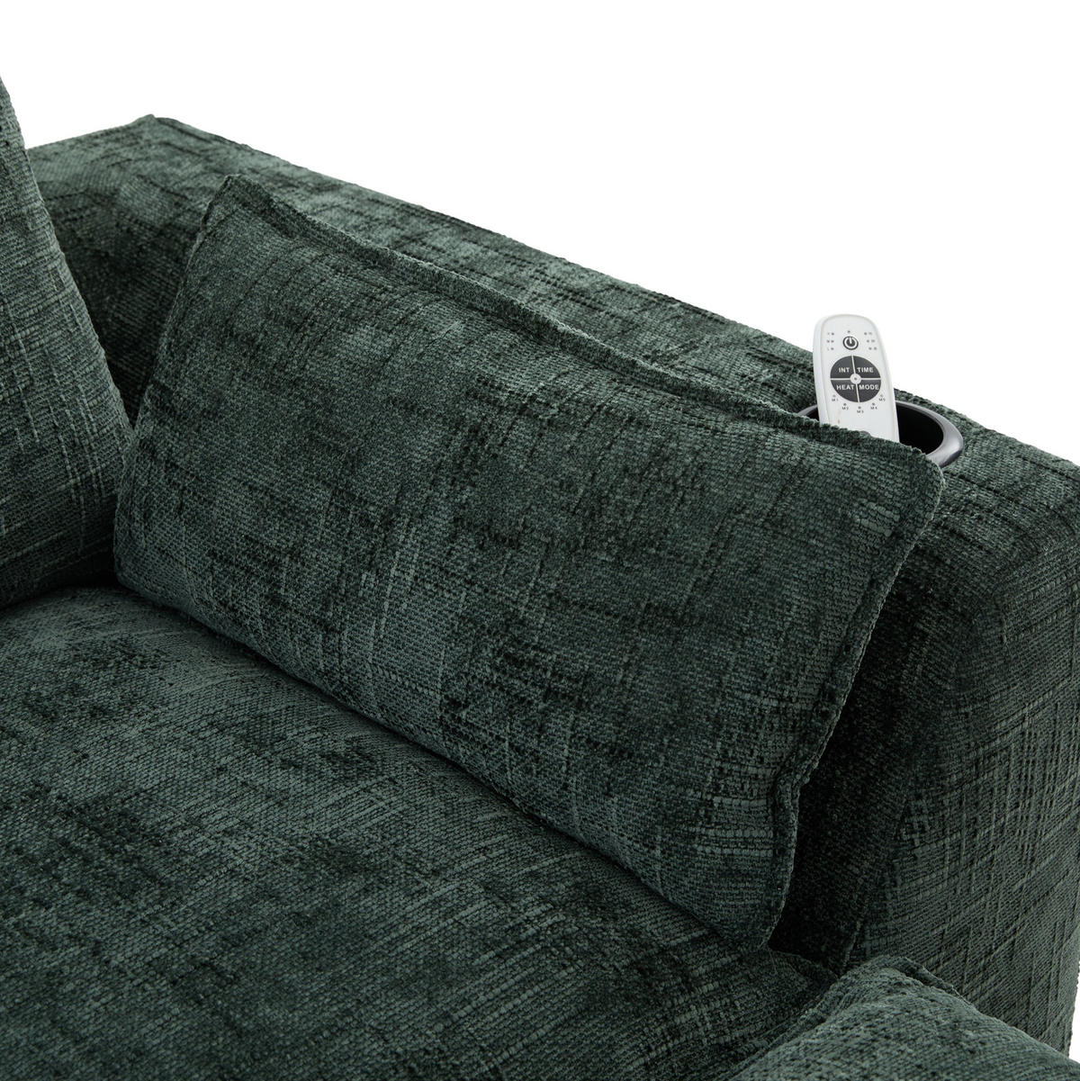 SOFA modular mit Fußhocker 256 x 161 cm Chenille Grün 3-tlg. - Grün, Holzwerkstoff (161/256cm) - Meubliv