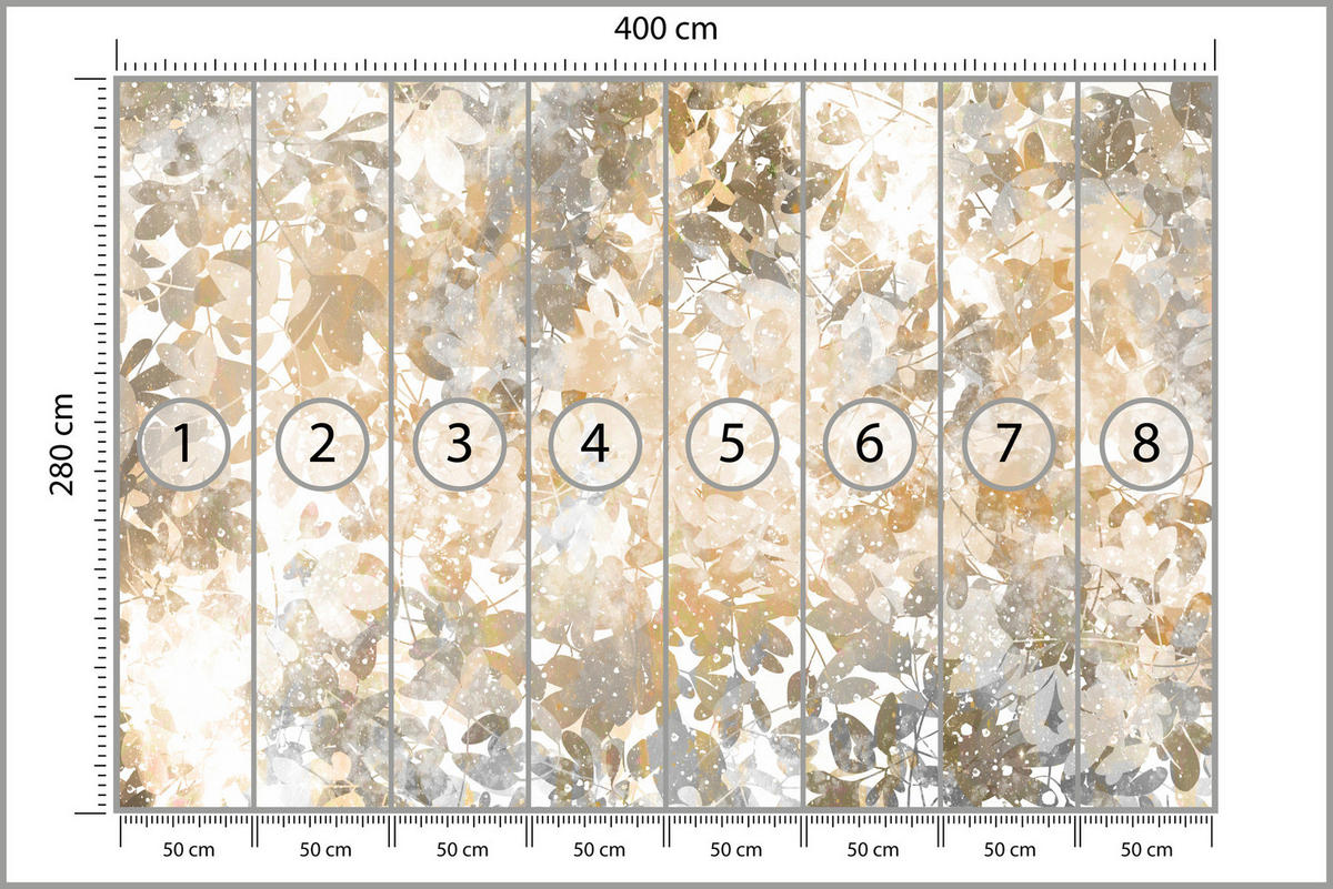 FOTOTAPETE für Wohnzimmer Blätter Abstraktion 400x280 - Beige/Orange, Papier (400/280cm) - Muralo