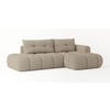 ECKSOFA FLUMA R-S Beige Boucle-Stoff mit Schlaffunktion - Beige, Holz (274/165cm) - MASSENO