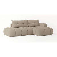 ECKSOFA FLUMA R-S Beige Boucle-Stoff mit Schlaffunktion - Beige, Holz (274/165cm) - MASSENO