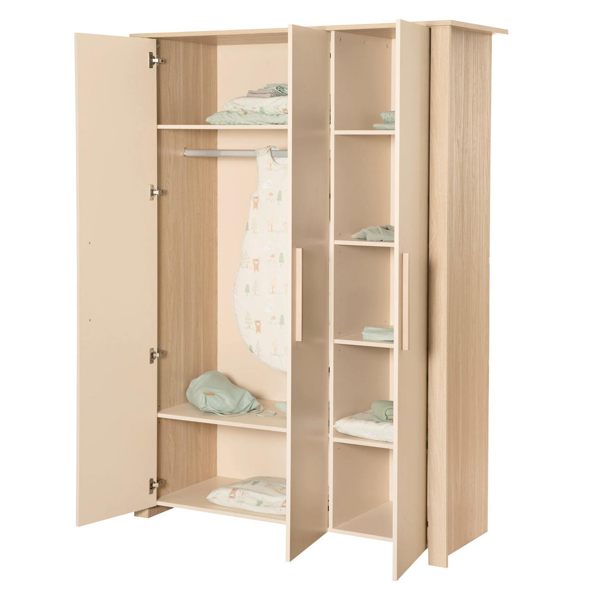KLEIDERSCHRANK Momo 3-türig - Kaschmir, Holz/Holzwerkstoff (118/190/52cm) - Roba