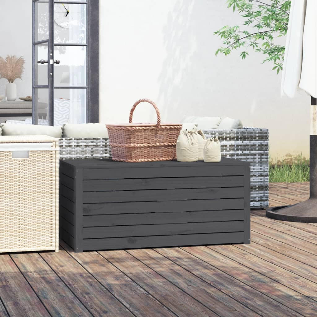 GARTENBOX Grau 101x50,5x46,5 cm Massivholz Kiefer - Grau, Holz (101/46.5/50.5cm) - furnicato