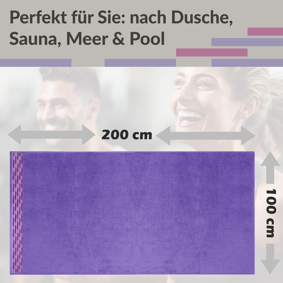 BADETUCH Lugano Lila 100x200 cm - Lila, Textil (100/200cm) - Lashuma