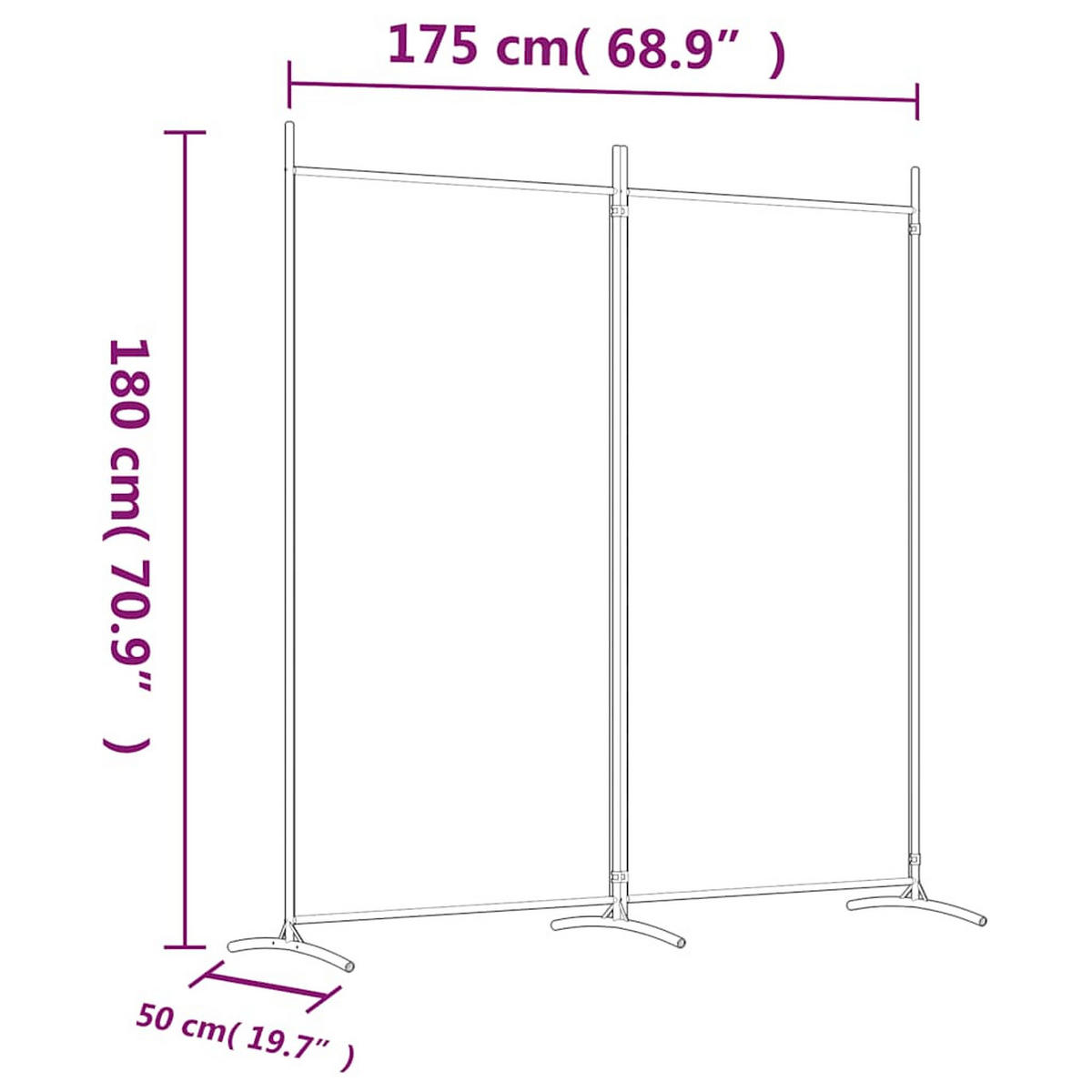 PARAVENT 2-teilig Weiss 175/180 Cm Stoff - Weiß, Textil (175/180/0.1cm) - vidaXL