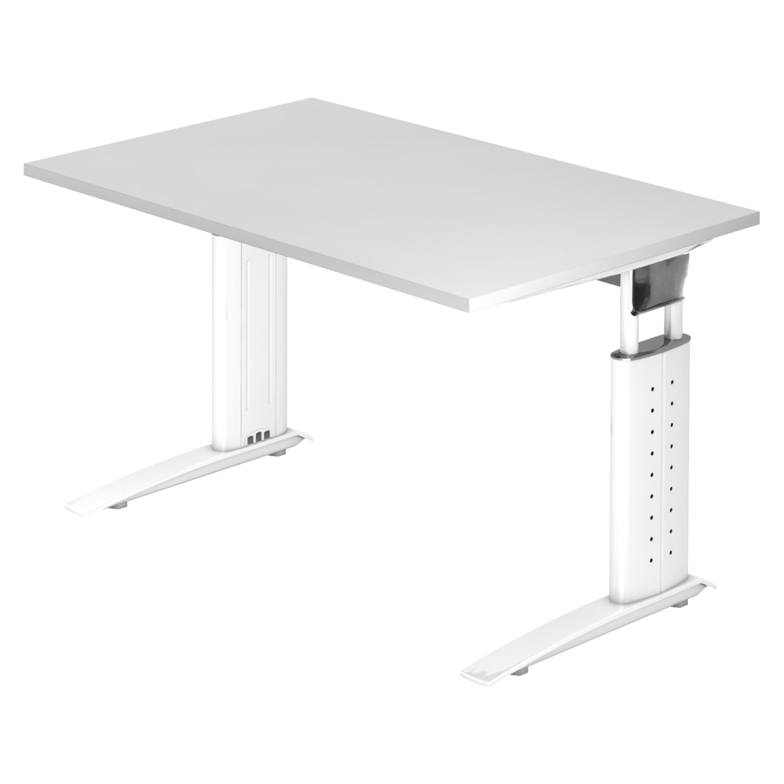 SCHREIBTISCH Serie-U 80/120/72 cm in Weiß/Weiß - Weiß, Holzwerkstoff (80/120/72cm) - bümö