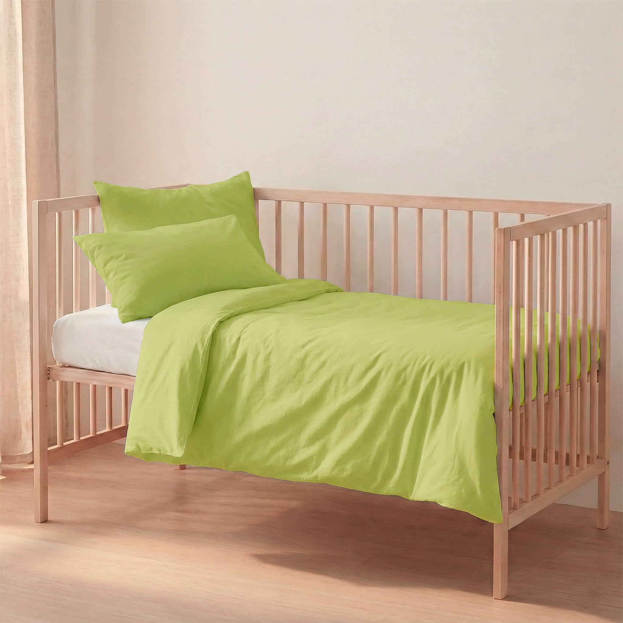 BETTBEZUG 2er-Set teiliges basic 100x135 cm (kinderbett) grün - Grün, Textil (100/135cm) - Happy Friday