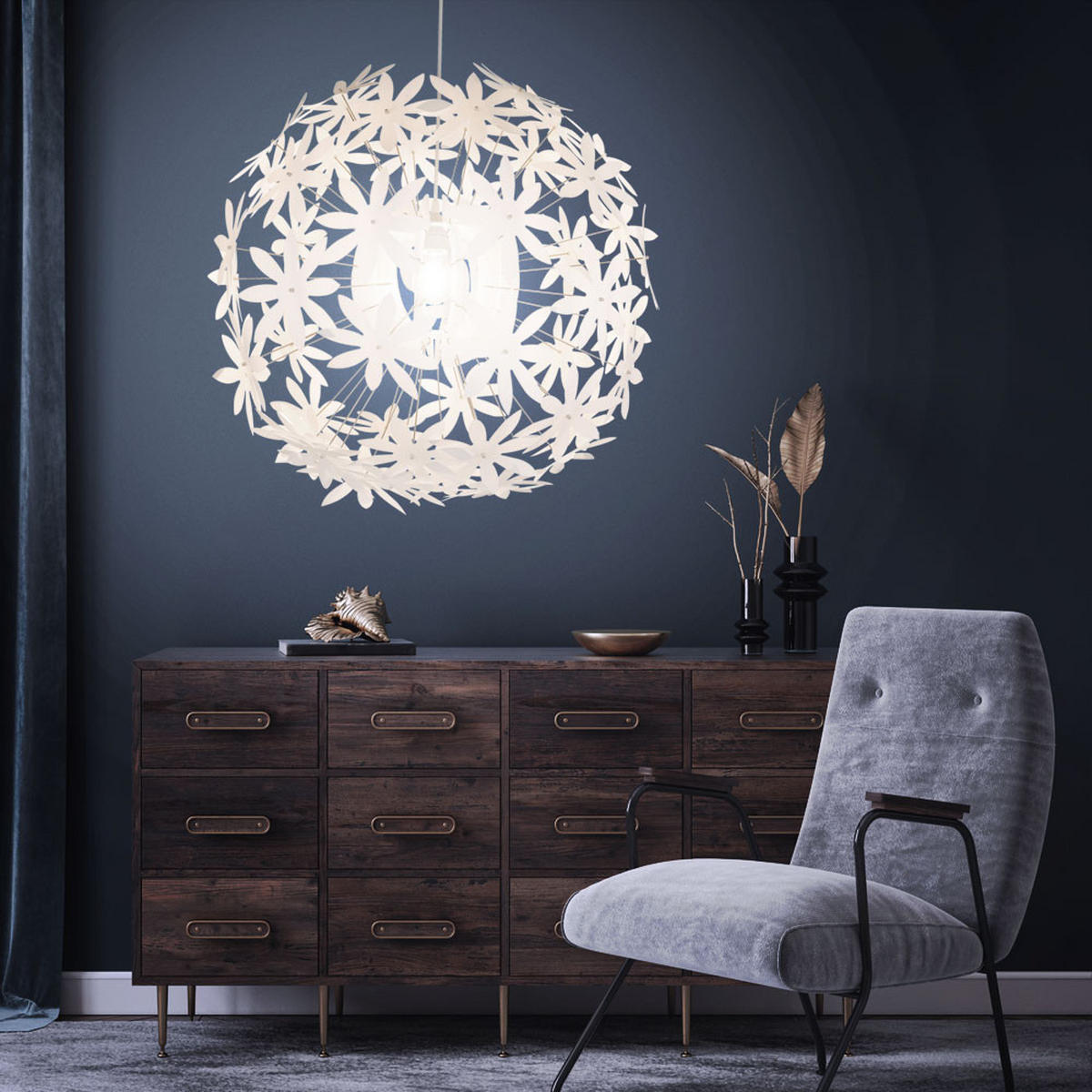 LED HÄNGELEUCHTE Stella Weiß - Weiß, Kunststoff (60/60/150cm) - Globo Lighting