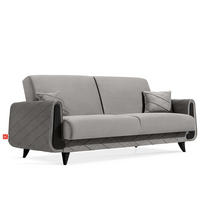 3-SITZER-SOFA GUSTAVO III Sofa 3 Velours, Hellgrau - Hellgrau, Holz/Holzwerkstoff (230/98/98cm) - KONSIMO®