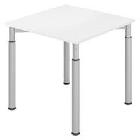 SCHREIBTISCH Serie-Y 80/80/74 cm in Weiß/Silberfarben - Silberfarben/Weiß, Holzwerkstoff (80/80/74cm) - bümö