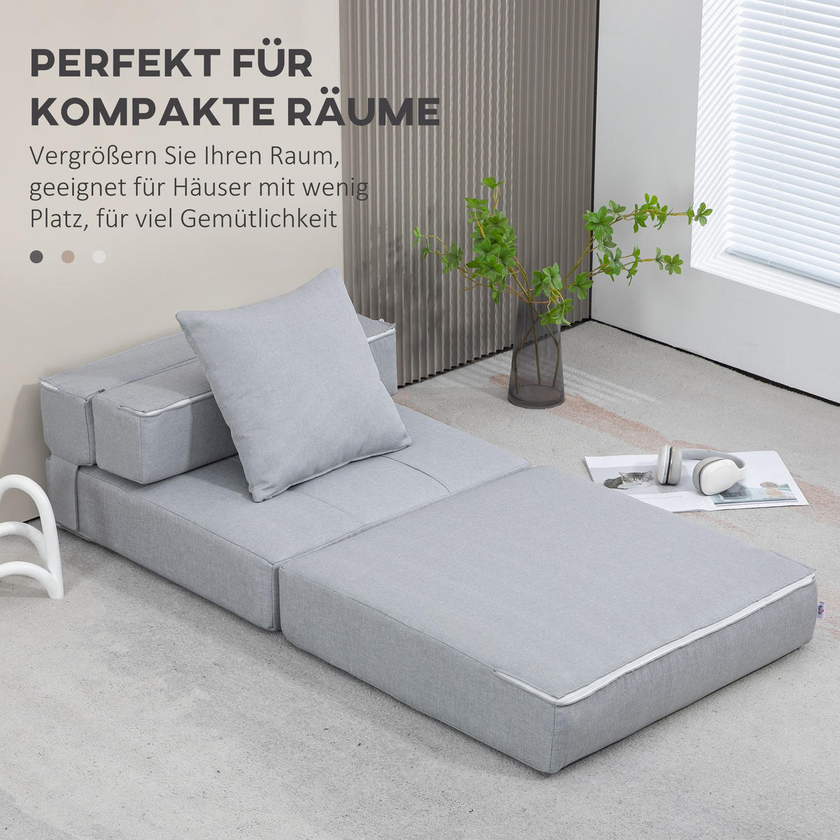 SCHLAFSESSEL Schlafsofa Sofabett Einzelsofa mit Waschbarem Kissen Hellgrau - Hellgrau, Textil (70/61/70cm) - HOMCOM