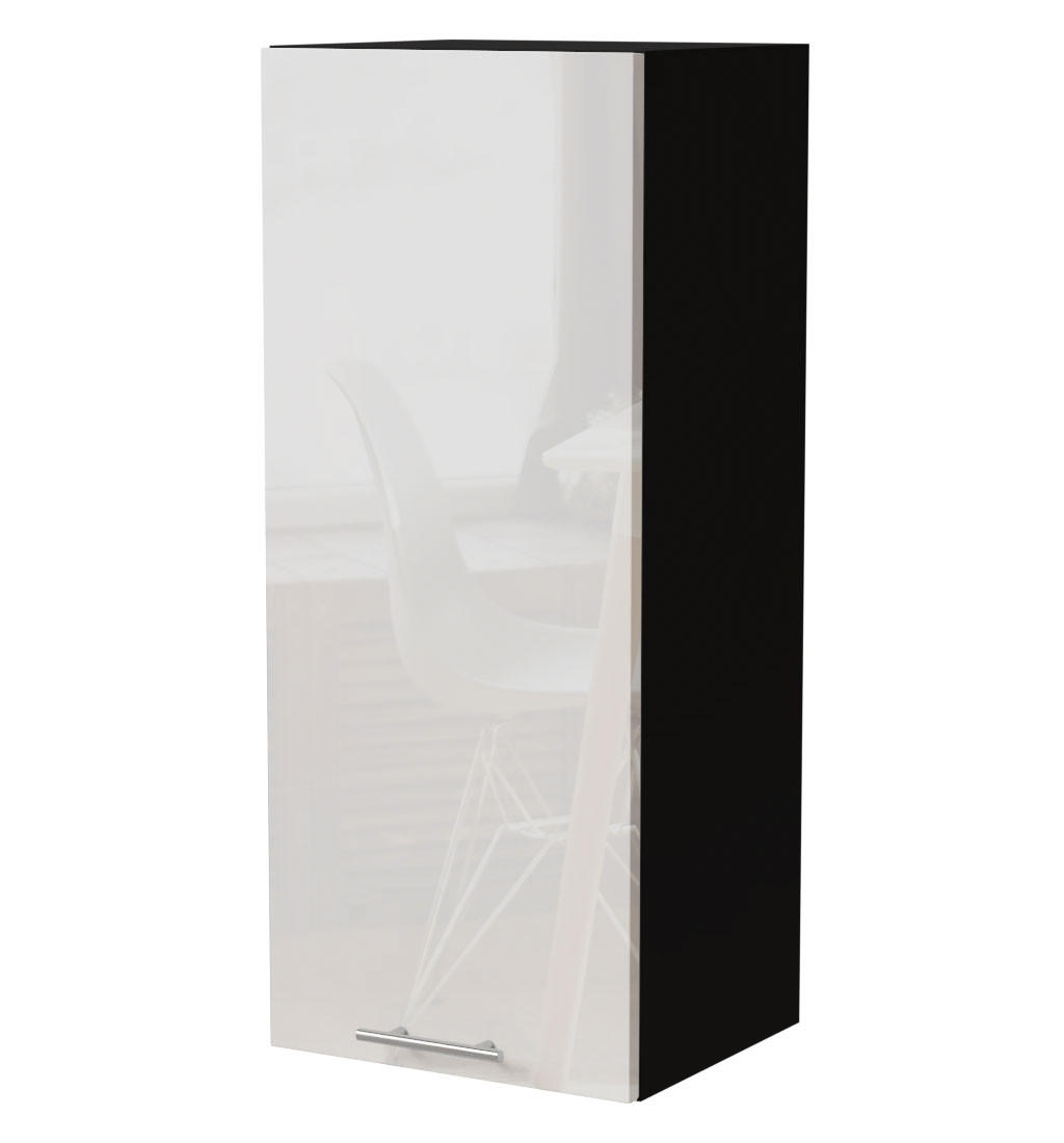 Feldmann-Wohnen Küchenhängeschrank Weiß Hochglanz, Schwarz 40x96x32.5 cm