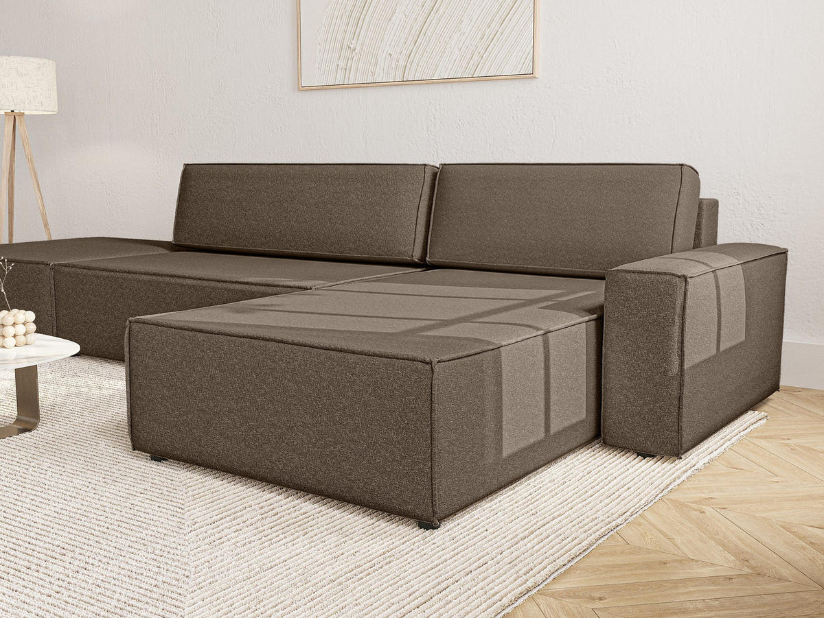 ECKSOFA Lummo La mit Schlaffunktion, Braun - Braun, Textil (363/185cm) - Fedve