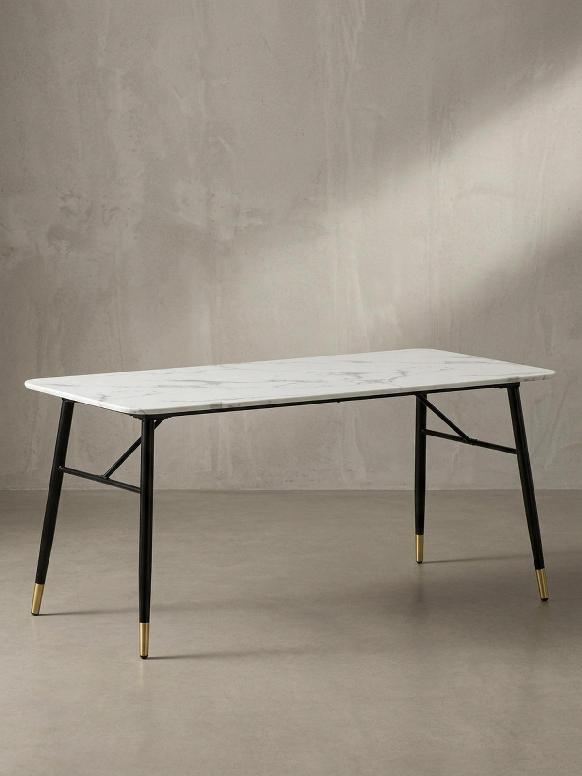 ESSTISCH Marmoroptik Metall Rechteckig Modern Klein, Weiß 160x80x76 cm - Goldfarben/Weiß, Holzwerkstoff/Metall (80/160/76cm) - KADIMA DESIGN