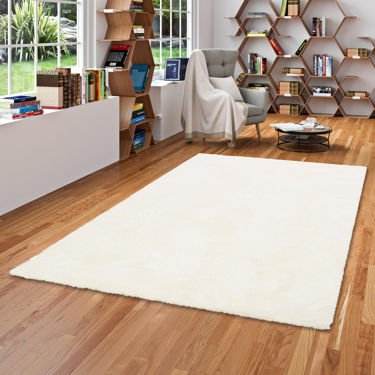 LUXUS HOCHFLOR SHAGGY TEPPICH VELVET - Weiß, Textil (80/200cm) - Snapstyle