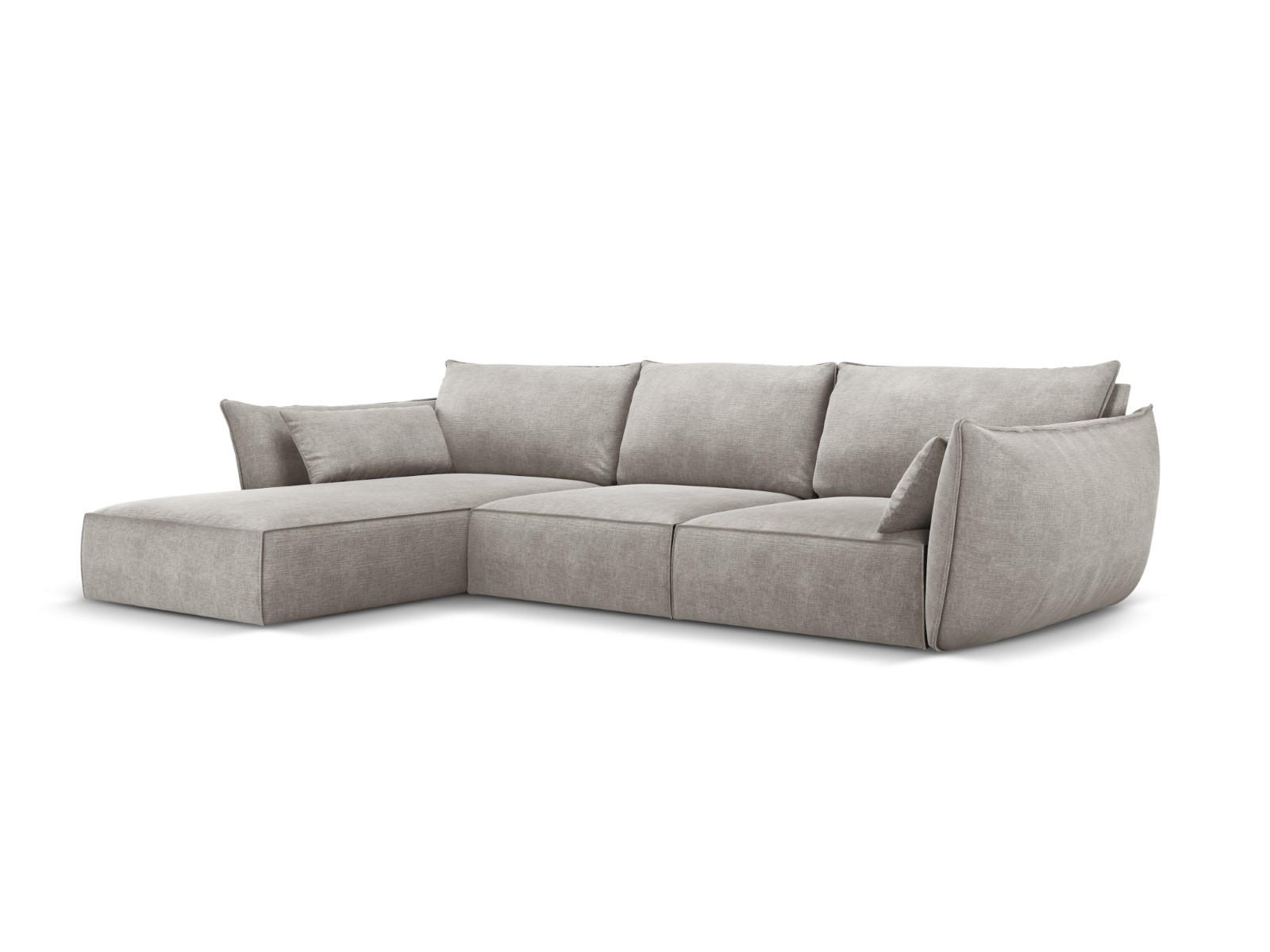 ECKSOFA links Kaelle aus Chenille-Stoff hellgrau 4 Sitzplätze - Hellgrau, Textil (171/308cm) - Micadoni