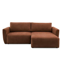 ECKSOFA BELLA L Rechts mit Schlaffunktion 140x205 Velours Rostbraun - Rostfarben/Schwarz, Holz/Kunststoff (165/230cm) - Muffo